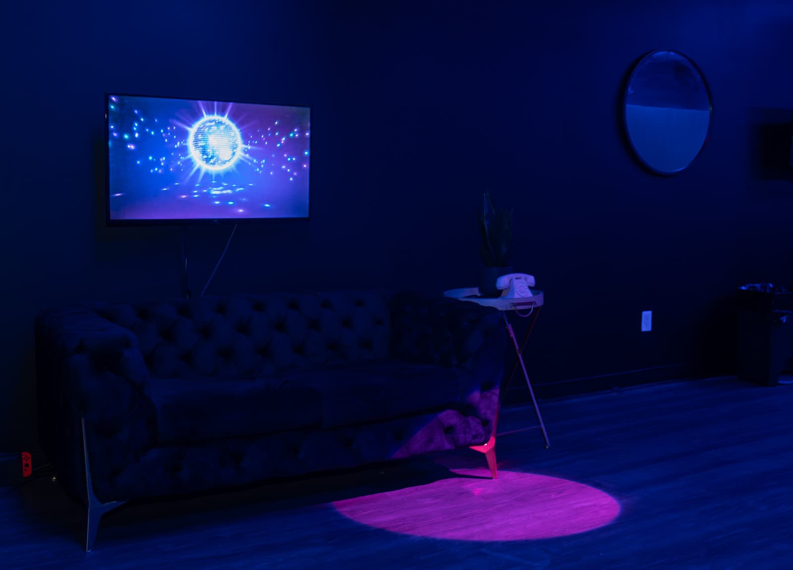 Velvet seating staged for a small private investor update